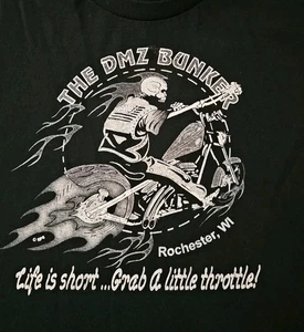 The DMZ Bunker T-Shirt Schwarz Vintage Y2K Biker Rochester Wi Gr. XL - Bild 1 von 4
