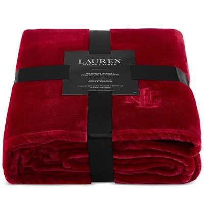 Lauren Ralph Lauren Micromink Plush Blanket Red  King Size 108" x 90" *NWT* - Image 1 of 4