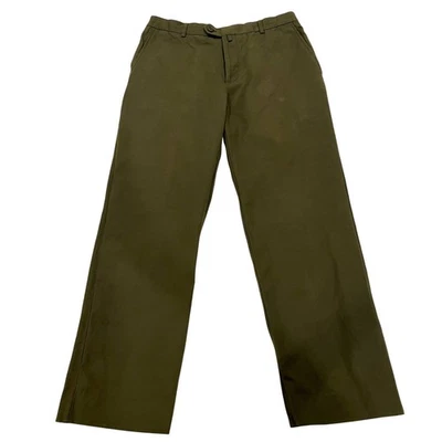 Bobby Jones Linen Blend Pants Size 34 Olive Green Chino Flat Front Trousers - Image 1 of 4