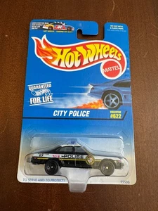 1996 Hot Wheels Blue/White Card Collector #622 CITY POLICE  w/Blk 5Sp - Picture 1 of 2
