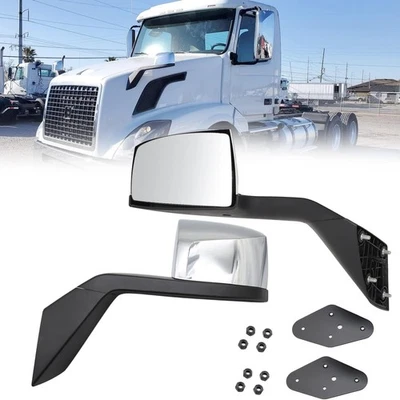 Conjunto de espejos retrovisores capó compatibles con Volvo VNL 2000-2015 par cromados Foto 1 de 4