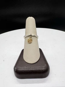 James Avery Sterling Silver Charm Holder Ring With 14k Gold Flower Charm Size 8 - Picture 1 of 5