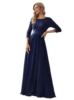 Ever красивый темно-синий официальный вечернее кружево шифоновое платье 4 - Изображение 1 из 4