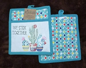 Cactus Potholders Pocket Mitts Kay Dee Cactus Garden Pattern NWT - Picture 1 of 1
