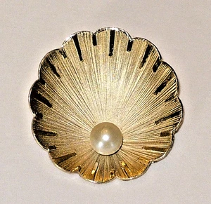 Seashell pearl 12K Gold Filled Petite Pin Mid Century Wells Attleboro Ma - Bild 1 von 6