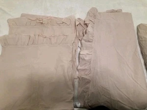 PIU BELLE Lt Rosa Pálido Shabby Chic Volantes Algodón Plano/Ajustado/2 Fundas de Almohada REY - Imagen 1 de 4