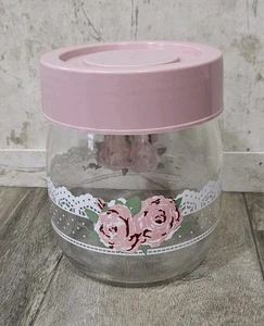 Vintage Carlton Glas Kanister 3/4L Rosa Victorian Rose Glas mit Schraubdeckel - Bild 1 von 8