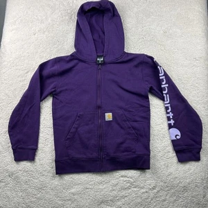 Carhartt Hoodie Kids Size Medium 10 Purple Full Zip, Long Sleeve Perfect - Picture 1 of 11