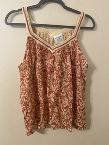 NWT Myra Bohera Aminidina Camisole Cami Women’s Top Red Cream Size Medium - Picture 1 of 4