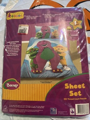 New Barney 3 Pieces bedsheet fitted sheet pillow case bolster case king single - Image 1 of 4