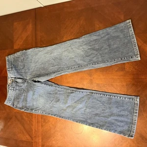 Pantalones de mezclilla vintage Y2K Ann Taylor Petites pierna ancha 8P tiro alto bolsillos con solapa - Imagen 1 de 10