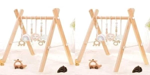 Gimnasio para bebés con 6 juguetes de madera para bebés, Gimnasio plegable.neuvo - Picture 1 of 12