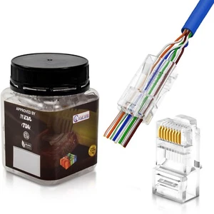 50Pcs Cat6 Pass Through EZ RJ45 Connector End Modular Plug UTP Ethernet Cables - Picture 1 of 17