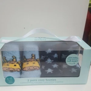 New 2-Pairs Aden + Anais Baby Soft Booties/Socks sky Blue/Navy 6-12 mos - Picture 1 of 4