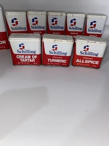 Vintage Schilling Spice 3 Tins Lot 2 Tartar Tumeric Allspice - Picture 1 of 9
