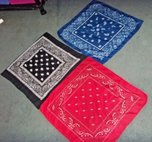 Lote de 3 pañuelos bufanda pañuelos pañuelos de cachemira azules, negros y rojos sin marca - Imagen 1 de 5
