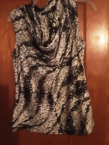 Apt.9 Medium Sleeveless Shirt Black Multicolored Geometric cowl neck - Picture 1 of 5