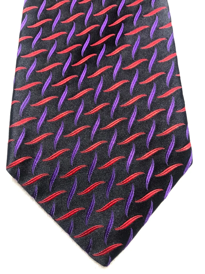 RICHARD JAMES MENS TIE BLACK WITH RED AND PURPLE 4 X 58 NWOT - Image 1 of 4