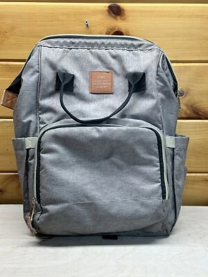 LAND Mommy & Babybag Gray Backpack Diaper bag Preowned Plenty Of Pockets - Image 1 of 4