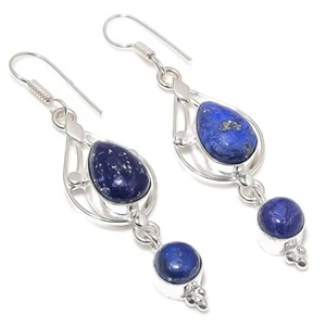 Lapis Lazuli Gemstone Handmade 925 Sterling Silver Jewelry Earring Sz 2.2" - Picture 1 of 1