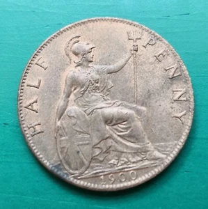 1900 Victoria Half Penny mit Glanz #438 - Bild 1 von 2