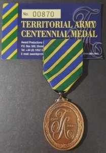 Reino Unido • 2008 • Medalla Conmemorativa del Centenario del Ejército Territorial en caja - Imagen 1 de 2