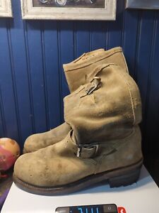 Size 8,  11" Chippewa Engineer Boots Steel Toe Tan Men's Motorcycle Pullon