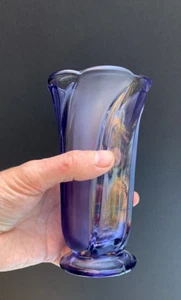 Art Deco WALTHER and SOLNE Primus Amethyst Frosted Glass Stem Vase - Picture 1 of 7
