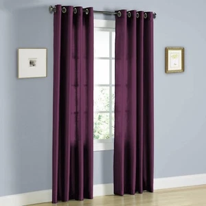 1 PCS PLUM silk VOILE SHEER PANEL WINDOW CURTAIN 8 GROMMETS DRAPE 84" MIRA - Picture 1 of 1