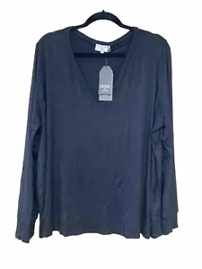 J CREW Women's Lightweight base-layer top V-Neck 3X Black Long Sleeved Soft NWT - Picture 1 of 9