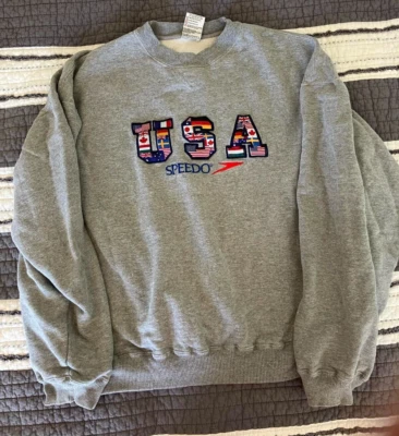 speedo 1996 mens vintage USA gray pull over sweater size XL - Imagem 1 de 4