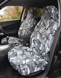 SKODA OCTAVIA VRS HEAVY DUTY FRONT SEAT COVERS PROTECTOR IN CAMO GREY - Picture 1 of 1