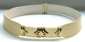 Cinturón Ajustable Amarillo Piel de Serpiente JUDITH LEIBER Tono Oro Hebilla Decoración 459ry - Imagen 1 de 2