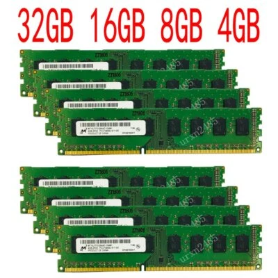 32GB 16GB 8GB 4GB PC3-10600U DDR3-1333 Desktop PC DIMM Memory RAM For Micron LOt - Image 1 of 4