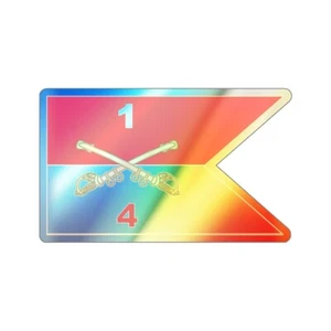 Holographic Die-cut Stickers - 4th Squadron, 1st Cavalry Regiment - Guidon X 300 - Picture 1 of 2