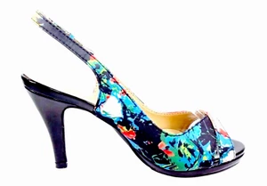 Size 7 Women Slingback Pump SAM & LIBBY Floral Print Vintage Inspired ('50s) - Picture 1 of 10