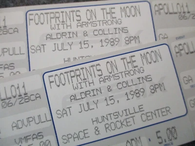 1989 NASA APOLLO 11 20TH ANNV ASTRONAUT FOOTPRINTS ON MOON UNUSED FULL TICKETS-2 - Image 1 of 4