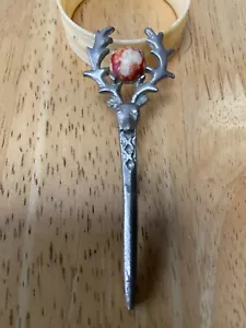 Broche prendedor ciervo escocés vintage con piedras preciosas de topacio 371b - Imagen 1 de 2