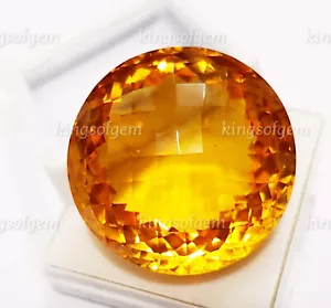 150 Carat Yellow Citrine Round Shape Pendent Size Loose Gemstone - Picture 1 of 4
