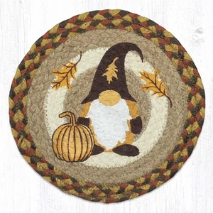 Trivets (Set of 2) Fall Gnome Braided 10 inch Jute Round Tablemats - Picture 1 of 1