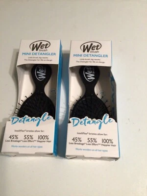2-pack: Wet Brush Mini Detangler, Black - Great For Gym Bag or Purse! NEW - Image 1 of 4