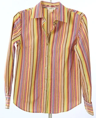 Harolds Women's MULTI Stripe Blouse Button Front - Long Sleeve Size XS PRETTY - Image 1 of 4