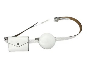 Michael Kors Damen S/M Gürtel weiß Münzen Etui Set silberne Schnalle 556274 135 $ Neu mit Etikett - Bild 1 von 5