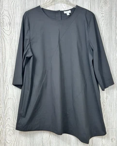 Blusa elástica negra minimalista detalle costura dobladillo asimétrico J. Jill talla XL - Imagen 1 de 10