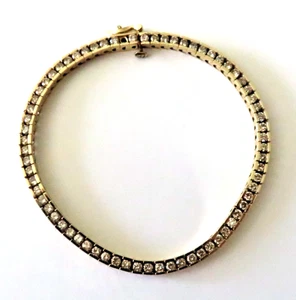 Stunning 14K Yellow Gold Diamond Tennis Bracelet 7" LONG Modern 3.40 TCW 3.2mm - Picture 1 of 22
