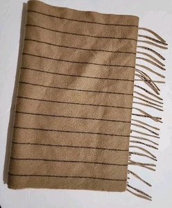 Saks Fifth Avenue 100 % Kaschmir Schal beige Nadelstreifen Streifen 64" x 12,5"  - Bild 1 von 5