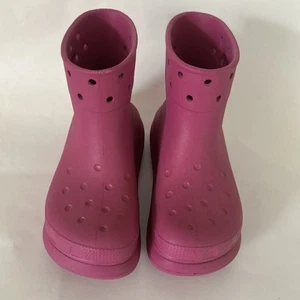 Crocs Unisex Adult Crush Waterproof Platform Boots- Pink- Women’s Size 7 Men’s 5 - Picture 1 of 11