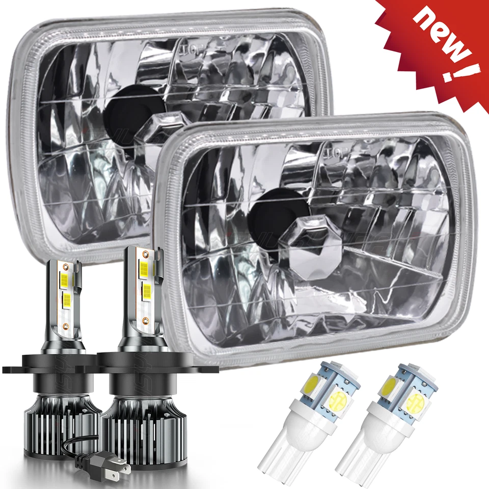 For Plymouth Colt 1979-1988 Pair 7"x6" inch LED Headlights Hi/Lo Sealed Beam - Image 1 of 4