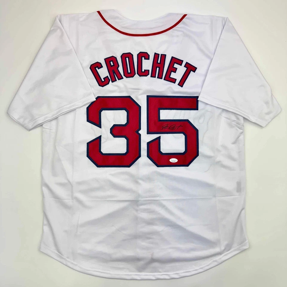 Autographed/Signed Garrett Crochet Boston White Baseball Jersey JSA COA - Image 1 of 4