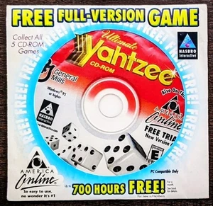 New YAHTZEE General Mills PC Game America Online, AOL Collectible CD - Picture 1 of 1